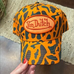 Von Dutch Vibrant Orange and Black Camo Hat